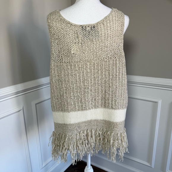 Lane Bryant Open Knit Sleeveless Sweater 18/20 Tunic Fringe Boho Hippie Beachy - Picture 5 of 7